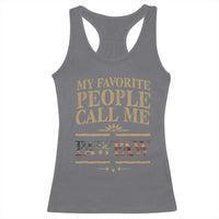 Funny Grandpa Racerback Tank Top My Favorite People Call Me Pop Pop Retro American Flag