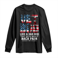 Vet Bod Long Sleeve Shirt Funny Military Veteran Dad Bod American Flag - Wonder Print Shop