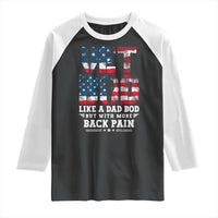 Vet Bod Raglan Shirt Funny Military Veteran Dad Bod American Flag - Wonder Print Shop