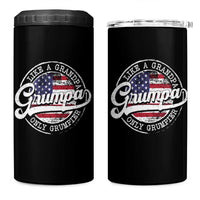 Grumpa Like Regular Grandpa Only Grumpier 4 in 1 Can Cooler Tumbler Funny Grandfather Grandpa American Flag