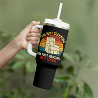 Dad Papa Grandpa Jokes Tumbler With Handle I'm Not Sleeping I'm Just Resting My Eyes
