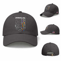 Vintage Proud Autism Dad Baseball Cap USA American Flag Father Day