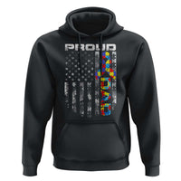 Vintage Proud Autism Dad Hoodie USA American Flag Father Day
