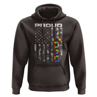 Vintage Proud Autism Dad Hoodie USA American Flag Father Day