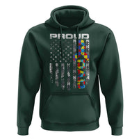 Vintage Proud Autism Dad Hoodie USA American Flag Father Day