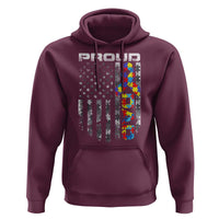 Vintage Proud Autism Dad Hoodie USA American Flag Father Day