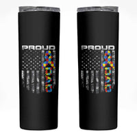 Vintage Proud Autism Dad Skinny Tumbler USA American Flag Father Day