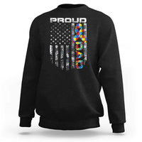 Vintage Proud Autism Dad Sweatshirt USA American Flag Father Day