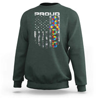 Vintage Proud Autism Dad Sweatshirt USA American Flag Father Day