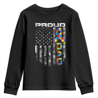 Vintage Proud Autism Dad Youth Sweatshirt USA American Flag Father Day