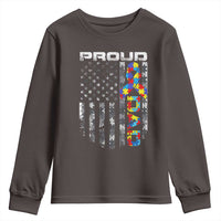 Vintage Proud Autism Dad Youth Sweatshirt USA American Flag Father Day