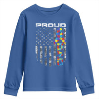 Vintage Proud Autism Dad Youth Sweatshirt USA American Flag Father Day