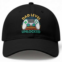 Funny New Dad Baseball Cap Retro Dad Level Unlocked Gaming Gamer