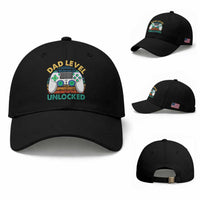Funny New Dad Baseball Cap Retro Dad Level Unlocked Gaming Gamer