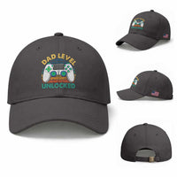 Funny New Dad Baseball Cap Retro Dad Level Unlocked Gaming Gamer