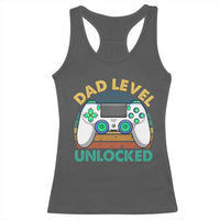 Funny New Dad Racerback Tank Top Retro Dad Level Unlocked Gaming Gamer - Wonder Print Shop