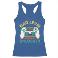 Funny New Dad Racerback Tank Top Retro Dad Level Unlocked Gaming Gamer - Wonder Print Shop