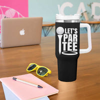 Funny Golfing Tumbler With Handle Let's Par Tee Fathers Day Golfer Gift Dad Grandpa