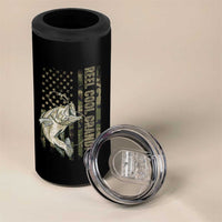 Funny Fishing Vintage Reel Cool Grandpa 4 in 1 Can Cooler Tumbler Camo American Flag USA Bass Fish Fisherman