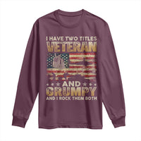 Grumpy Old Veteran Long Sleeve Shirt Funny Military Veteran USA Flag - Wonder Print Shop