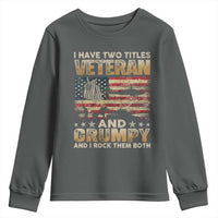 Grumpy Old Veteran Youth Sweatshirt Funny Military Veteran USA Flag - Wonder Print Shop