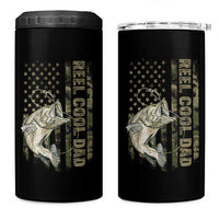 Funny Fishing Vintage Reel Cool Dad 4 in 1 Can Cooler Tumbler Camo American Flag USA Bass Fish Fisherman