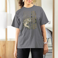 Funny Fishing Vintage Reel Cool Dad T Shirt For Women Camo American Flag USA Bass Fish Fisherman