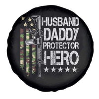 Husband Daddy Protector Hero Spare Tire Cover Dad Guns Fathers Day Camo American Flag