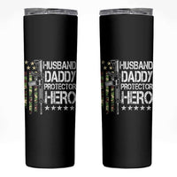 Husband Daddy Protector Hero Skinny Tumbler Dad Guns Fathers Day Camo American Flag