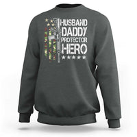 Husband Daddy Protector Hero Sweatshirt Dad Guns Fathers Day Camo American Flag