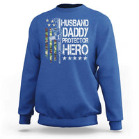 Husband Daddy Protector Hero Sweatshirt Dad Guns Fathers Day Camo American Flag