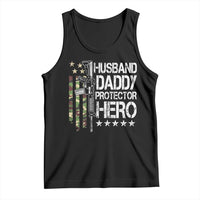 Husband Daddy Protector Hero Tank Top Dad Guns Fathers Day Camo American Flag