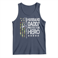 Husband Daddy Protector Hero Tank Top Dad Guns Fathers Day Camo American Flag
