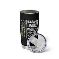 Husband Daddy Protector Hero Tumbler Cup Dad Guns Fathers Day Camo American Flag