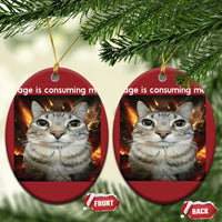 Rage Is Consuming Me Cat Christmas Ornament Funny Weird Humor Silly Cat Meme - Wonder Print Shop