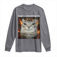 Rage Is Consuming Me Cat Long Sleeve Shirt Funny Weird Humor Silly Cat Meme - Wonder Print Shop