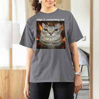 Rage Is Consuming Me Cat T Shirt For Women Funny Weird Humor Silly Cat Meme - Wonder Print Shop
