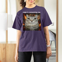 Rage Is Consuming Me Cat T Shirt For Women Funny Weird Humor Silly Cat Meme - Wonder Print Shop