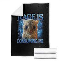 Rage Is Consuming Me Cat Meme Throw Blanket Funny Weird Humor Cat Face Bootleg - Wonder Print Shop