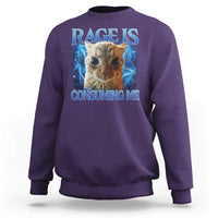 Rage Is Consuming Me Cat Meme Sweatshirt Funny Weird Humor Cat Face Bootleg - Wonder Print Shop