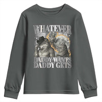 Funny Alpha Wolf Meme Youth Sweatshirt Whatever Daddy Wants Daddy Gets Cringe Humor - Wonder Print Shop