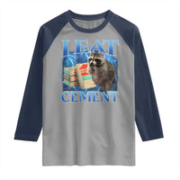 I Eat Cement Raglan Shirt Cursed Raccoon Funny Oddly Dank Meme Gen Z - Wonder Print Shop