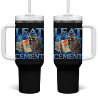 I Eat Cement Tumbler With Handle Cursed Raccoon Funny Oddly Dank Meme Gen Z - Wonder Print Shop