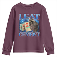 I Eat Cement Youth Sweatshirt Cursed Raccoon Funny Oddly Dank Meme Gen Z - Wonder Print Shop
