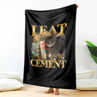 I Eat Cement Cat Meme Throw Blanket Funny Internet Memes Bootleg Cursed Cat Lovers - Wonder Print Shop