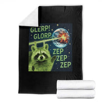 Funny Alien Raccoon Meme Throw Blanket Glerp Glorp Brainrot Stupid Gift - Wonder Print Shop