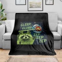 Funny Alien Raccoon Meme Throw Blanket Glerp Glorp Brainrot Stupid Gift - Wonder Print Shop