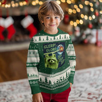 Funny Alien Raccoon Meme Ugly Christmas Sweater Glerp Glorp Brainrot Stupid Gift - Wonder Print Shop