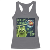 Funny Alien Raccoon Meme Racerback Tank Top Glerp Glorp Brainrot Stupid Gift - Wonder Print Shop