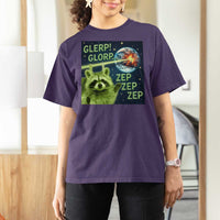 Funny Alien Raccoon Meme T Shirt For Women Glerp Glorp Brainrot Stupid Gift - Wonder Print Shop